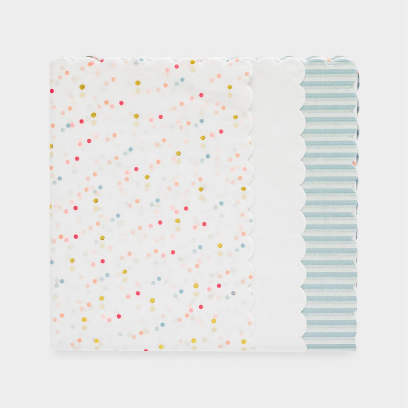 White Dot and Chambray Blue Striped Scallop Gift Tissues 25ct - Sugar Paper