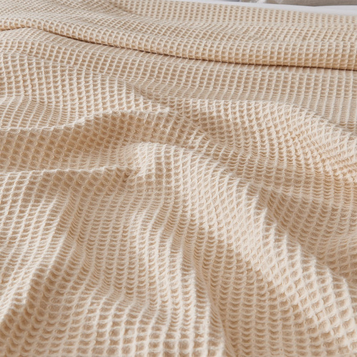 Cotton Super Soft All-Season Waffle Weave Knit Blanket - Great Bay Home (Throw, Taupe)