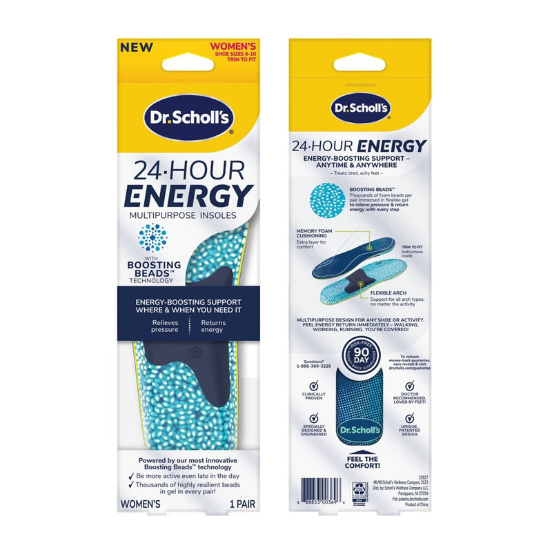 Dr. Scholl's 24-Hour Energy Multipurpose Insoles, Trim to Fit, Women's Shoe Size 6-10 - 1 Pair
