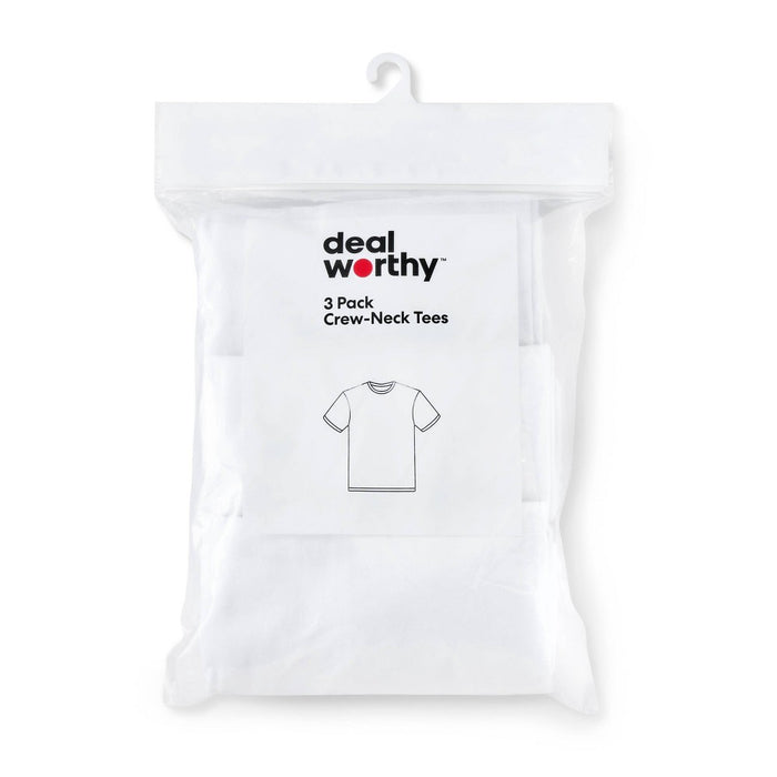 Men's Slim Fit Crewneck T-Shirt 3pk - Dealworthy White L
