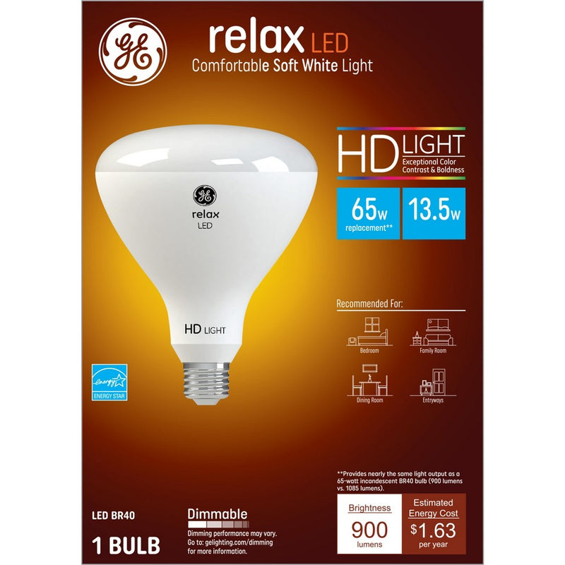 GE 65W Relax BR40 LED Indoor Floodlight Bulb Soft White