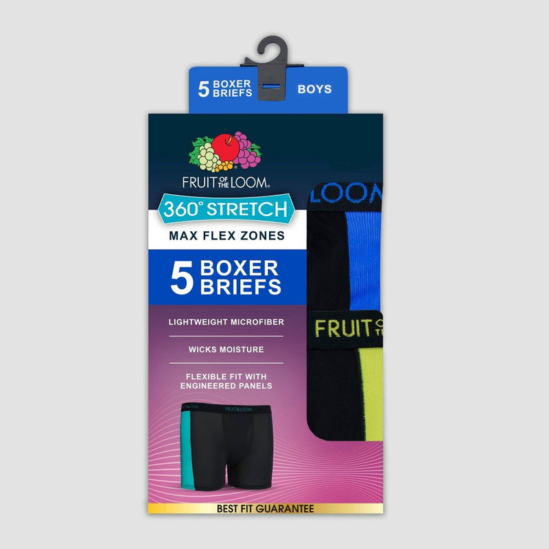 Fruit of the Loom Boys' 5pk 'Max Flex Zones' Boxer Briefs S