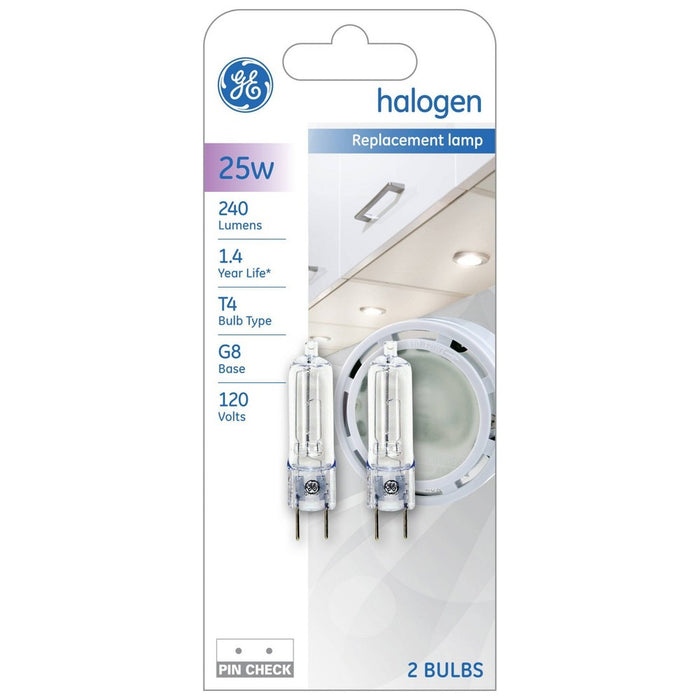 GE 2pk 25W T4 Halogen Light Bulb Soft White