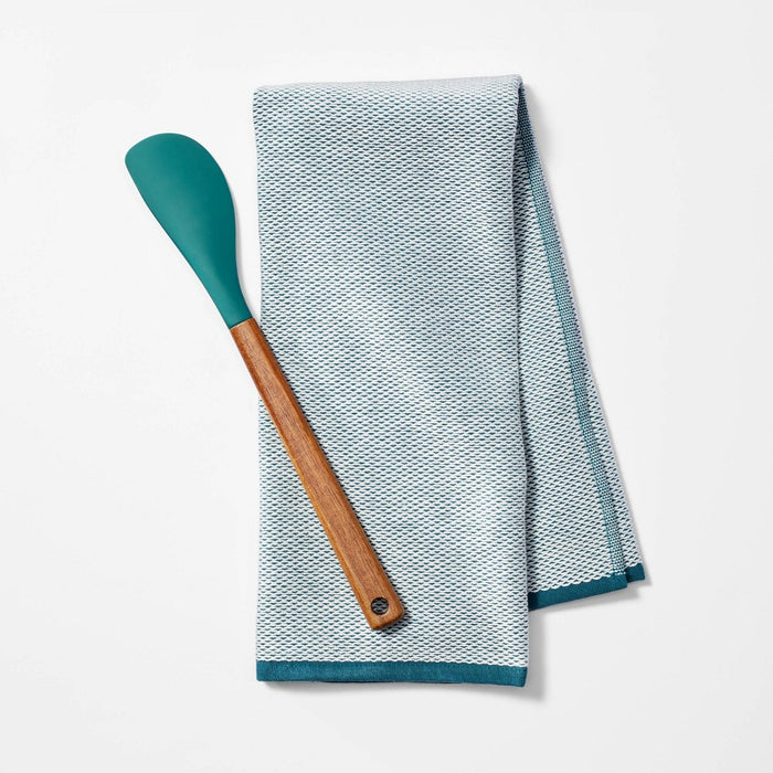 2pc Silicone Spatula and Kitchen Towel Set Green - Figmint