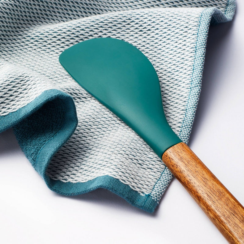 2pc Silicone Spatula and Kitchen Towel Set Green - Figmint