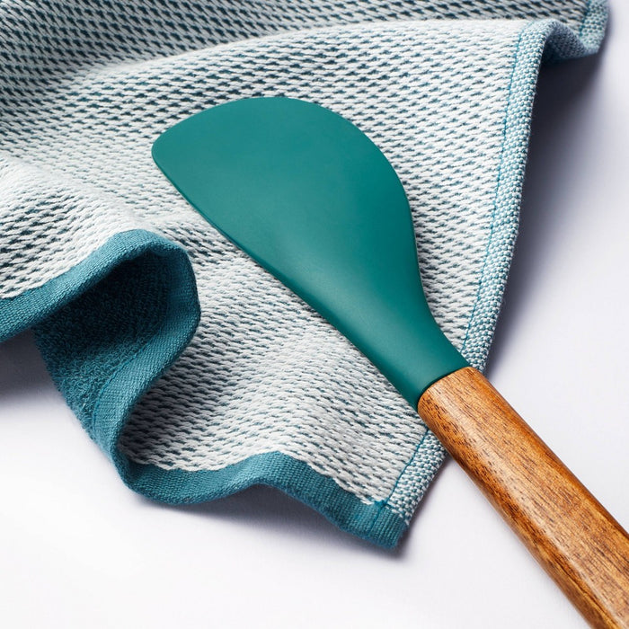 2pc Silicone Spatula and Kitchen Towel Set Green - Figmint