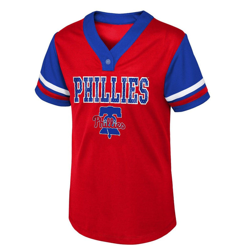 MLB Philadelphia Phillies Girls' Henley Team Jersey - L