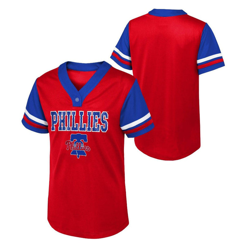 MLB Philadelphia Phillies Girls' Henley Team Jersey - L