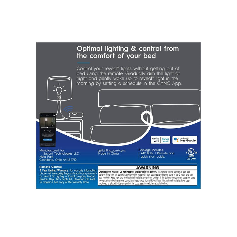 GE CYNC Reveal Smart Light Bulb with Smart Dimmer Remote Bundle
