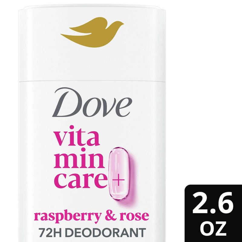 Dove Beauty VitaminCare+ Aluminum Free Deodorant Stick with Niacinamide - Raspberry & Rose - 2.6oz
