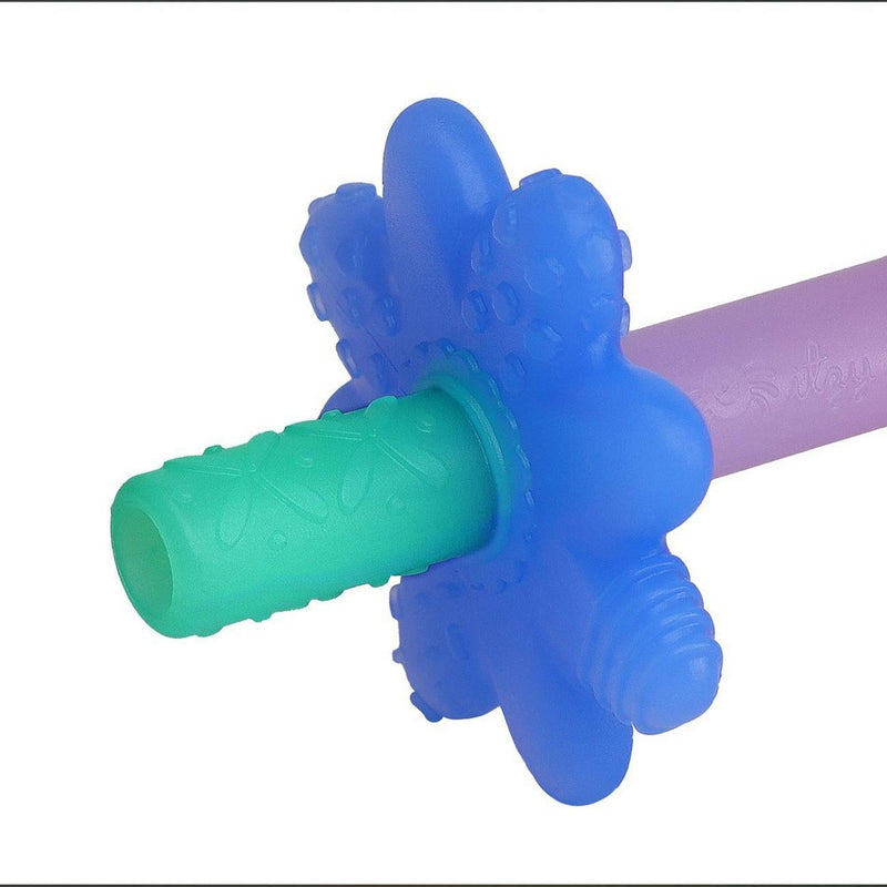 Itzy Ritzy Teensy Tubes Rattle and Teether - Pink and Green