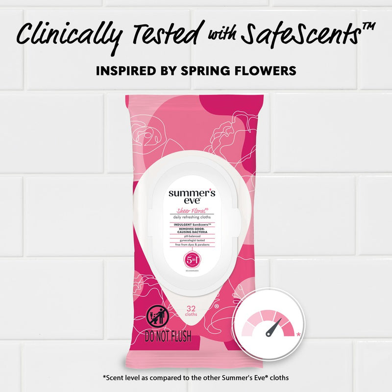 Summer's Eve Sheer Floral Sensitive Skin Feminine Wipes - 32ct
