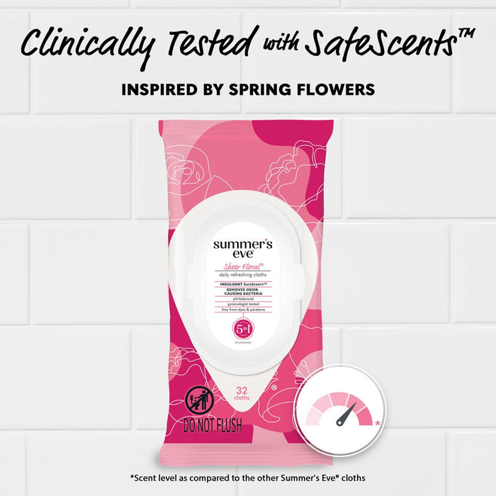 Summer's Eve Sheer Floral Sensitive Skin Feminine Wipes - 32ct