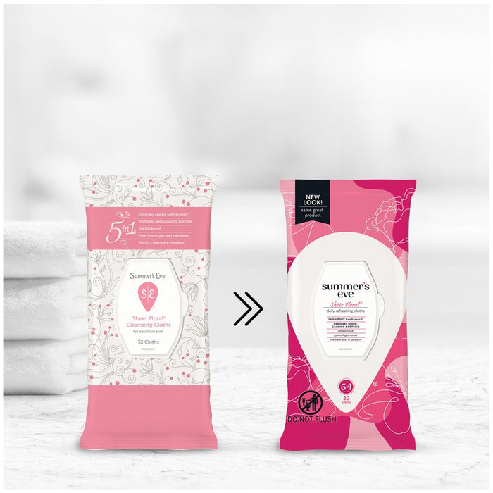 Summer's Eve Sheer Floral Sensitive Skin Feminine Wipes - 32ct