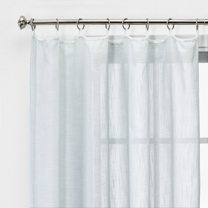 54"x84" Sheer Contrast Edge Window Curtain Panel White/Light Brown - Threshold