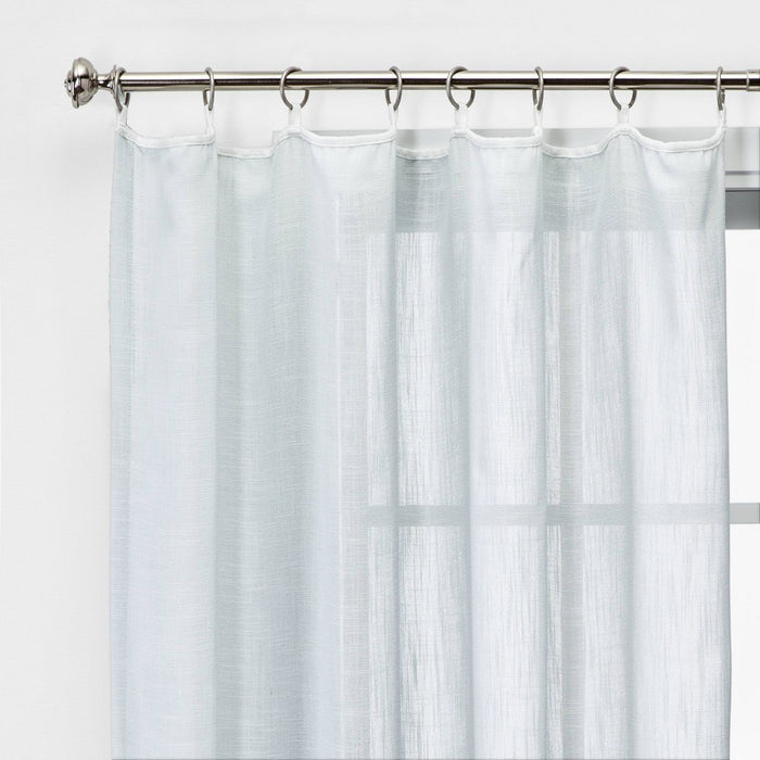 54"x84" Sheer Contrast Edge Window Curtain Panel White/Light Brown - Threshold