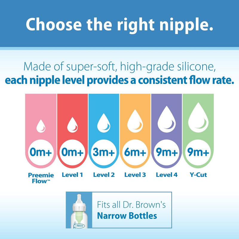 Dr. Brown's 4oz Anti-Colic Options+ Narrow Glass Baby Bottle with Level 1 Slow Flow Nipple - 0m+