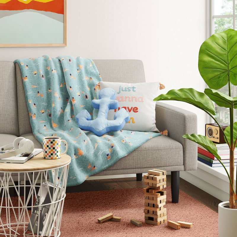 Beachy Scene Printed Plush Throw Blanket - Room Essentials