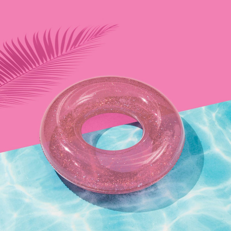 36" Inflatable Glitter Swim Tube - Pink - Sun Squad