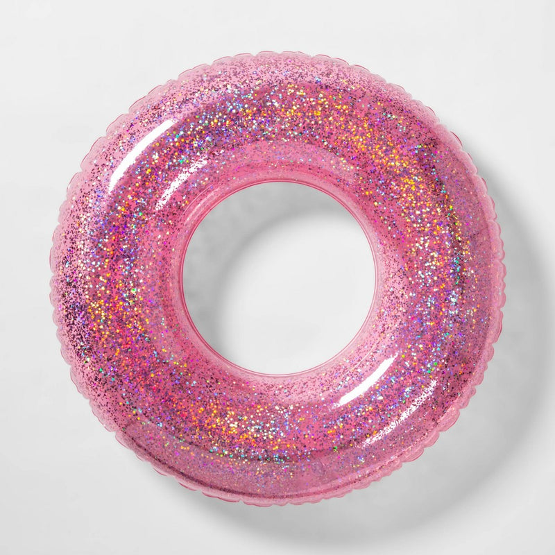 36" Inflatable Glitter Swim Tube - Pink - Sun Squad