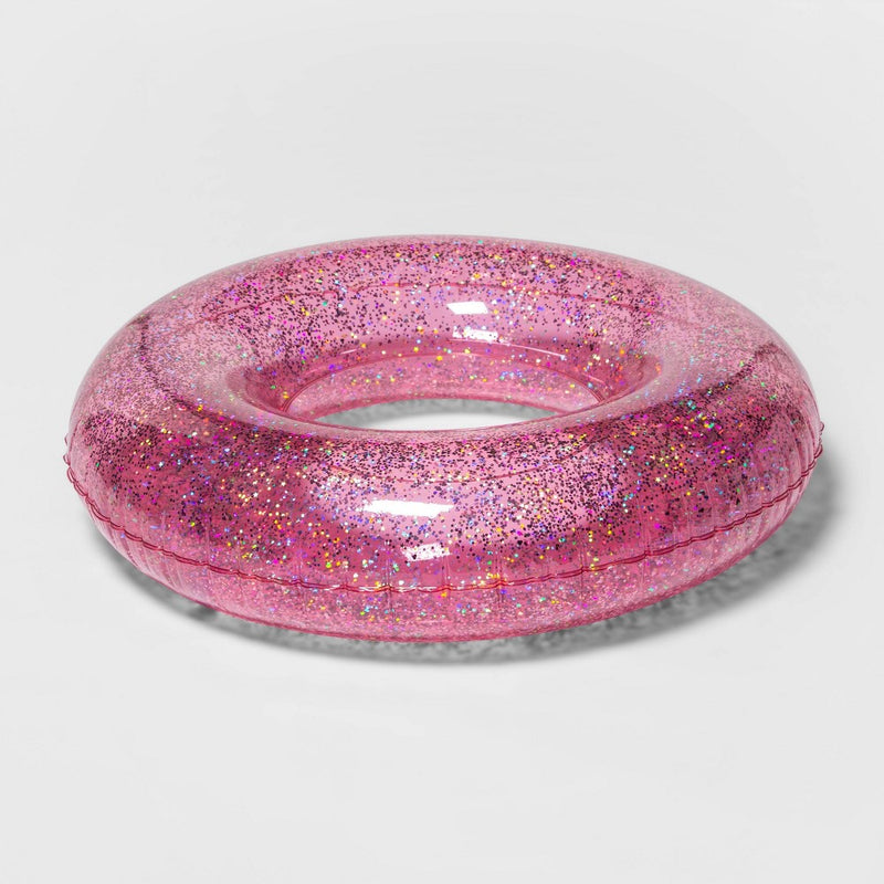 36" Inflatable Glitter Swim Tube - Pink - Sun Squad
