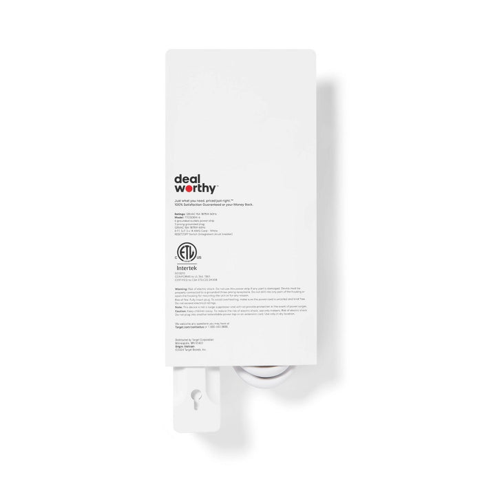 8' 6 Outlet Indoor Power Strip White - Dealworthy