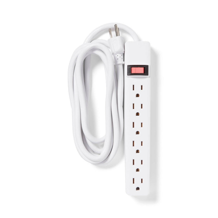 8' 6 Outlet Indoor Power Strip White - Dealworthy