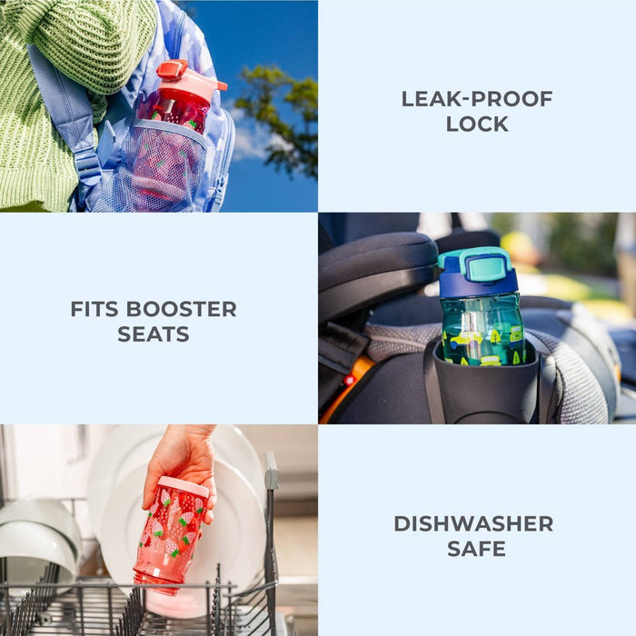 Reduce 14oz Plastic Adventure Rolls Hydrate Tritan Kids Water Bottle with Straw Lid
