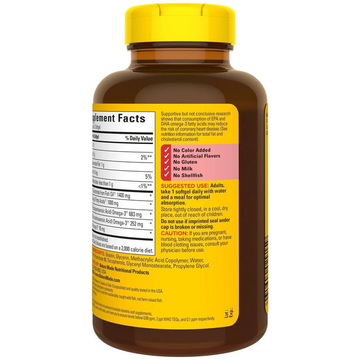 Nature Made Burp Less Ultra Omega 3 Fish Oil Supplement 1400 mg Omega 3 Softgels - 90ct