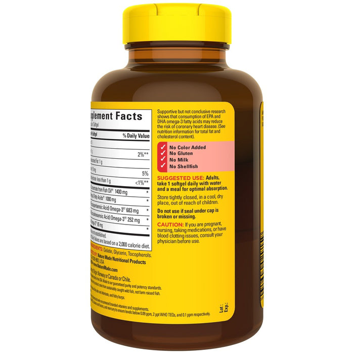 Nature Made Burp Less Ultra Omega 3 Fish Oil Supplement 1400 mg Omega 3 Softgels - 90ct