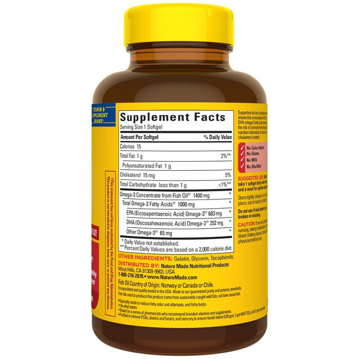Nature Made Burp Less Ultra Omega 3 Fish Oil Supplement 1400 mg Omega 3 Softgels - 90ct