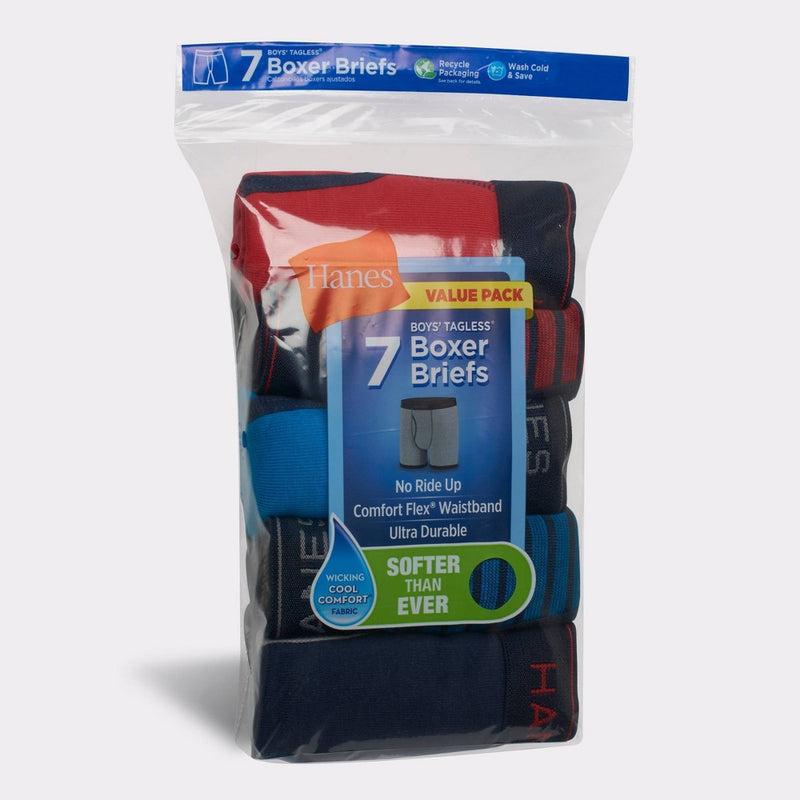 Hanes Boys' 7pk Boxer Briefs - Colors May Vary L