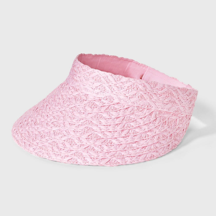 Straw Visor Hat - A New Day Pink