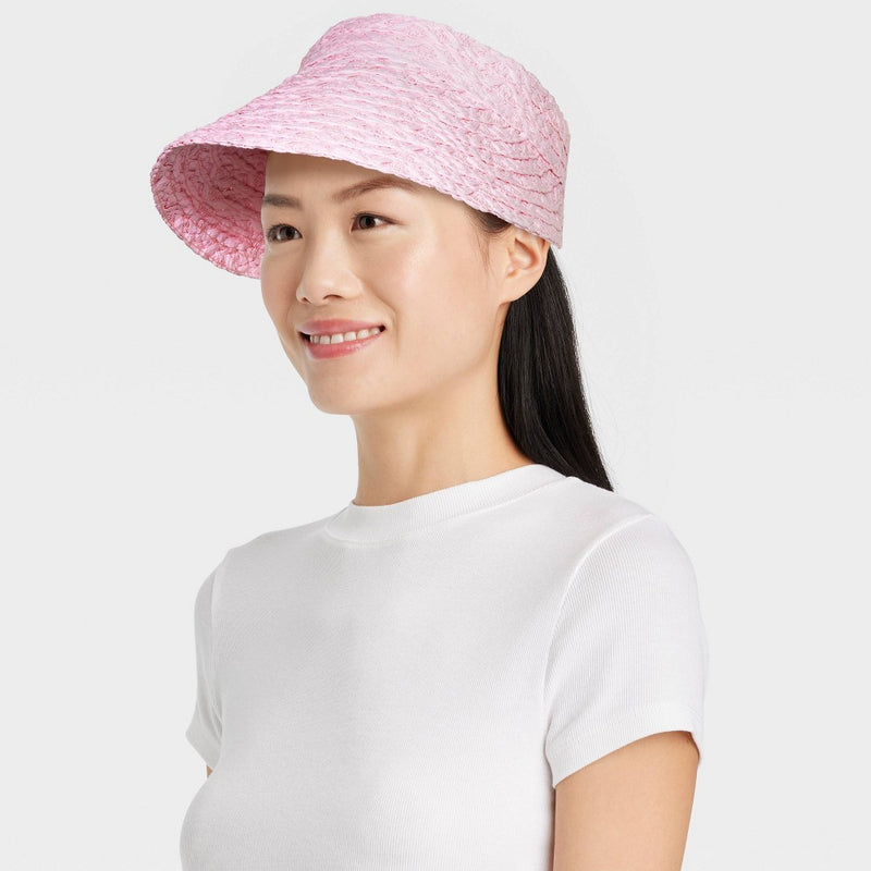 Straw Visor Hat - A New Day Pink