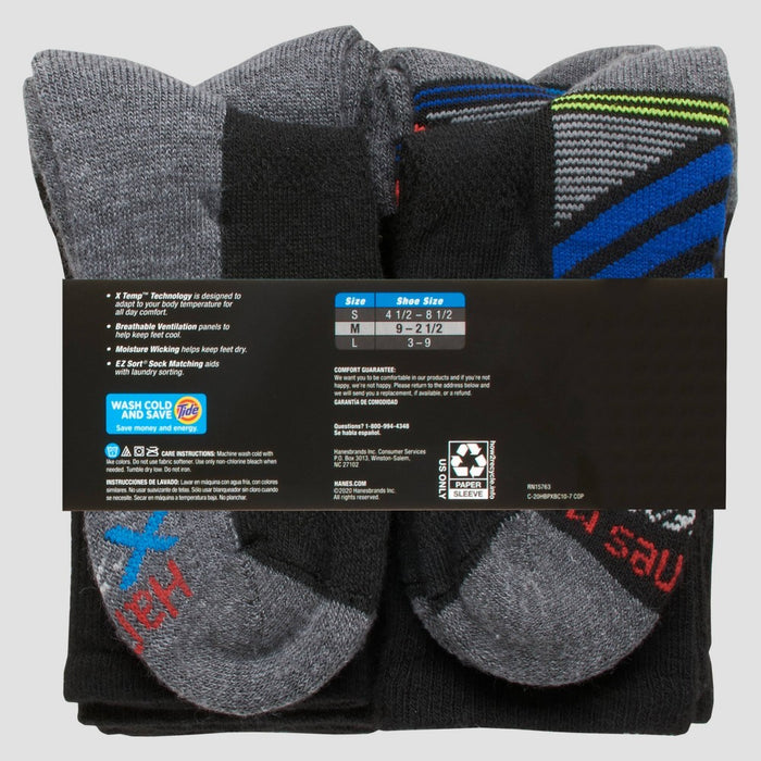 Hanes Boys' 10pk Premium Crew Athletic Socks - Black M