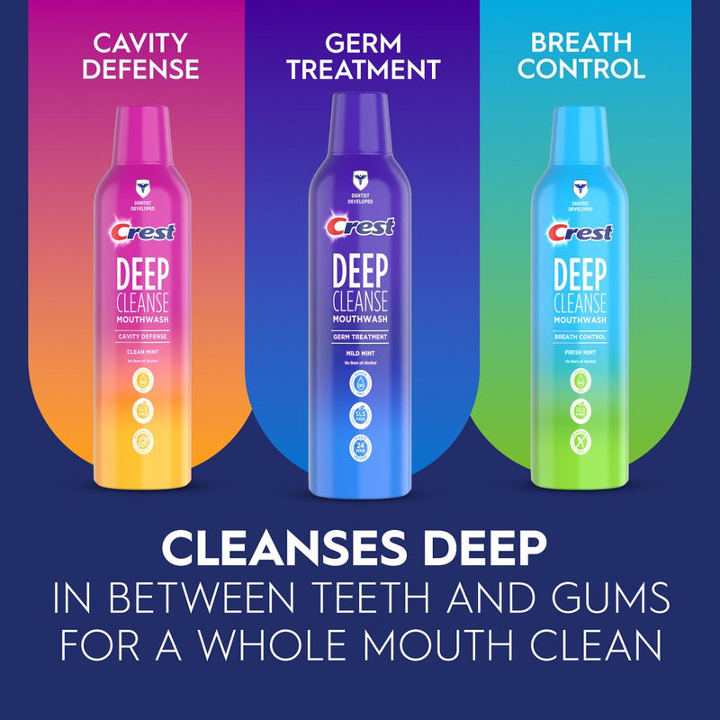 Crest Deep Cleanse Germ Treatment Mouthwash Mild Mint - 475mL