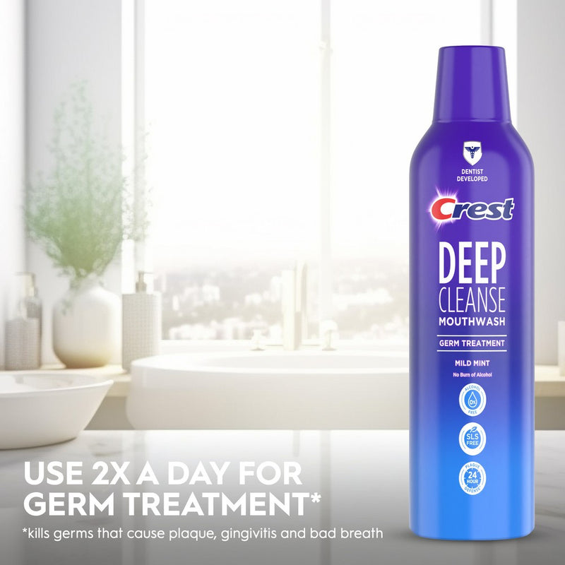 Crest Deep Cleanse Germ Treatment Mouthwash Mild Mint - 475mL