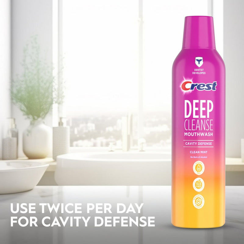 Crest Deep Cleanse Cavity Defense Mouthwash Clean Mint - 475mL