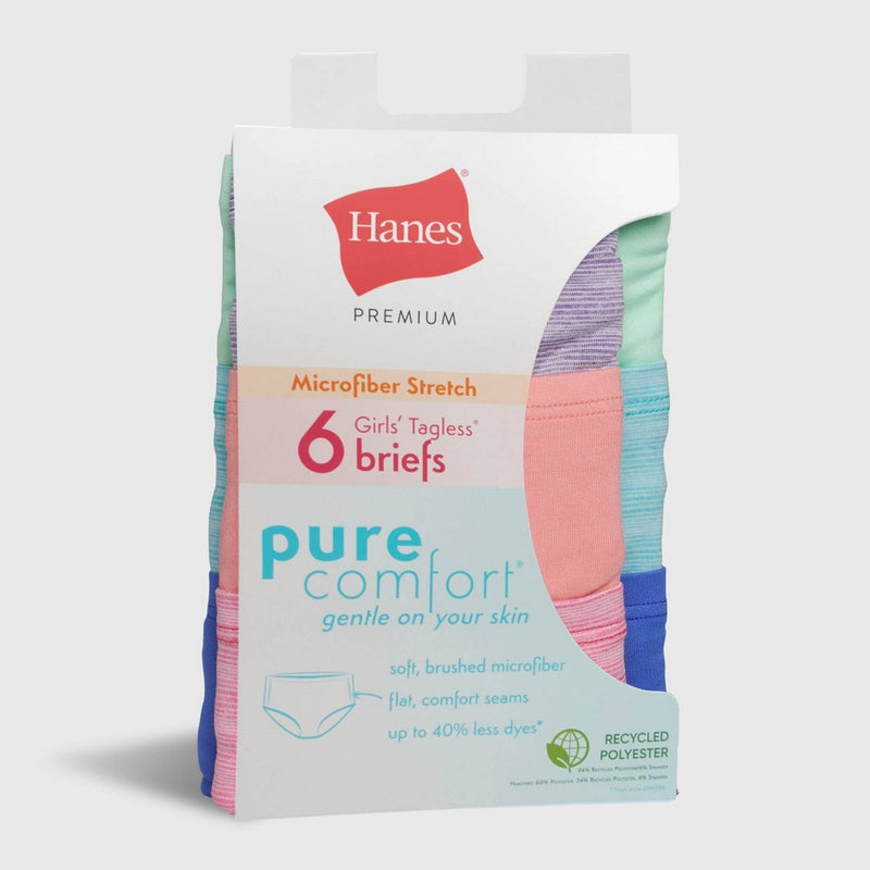 Hanes Girls' 6pk Pure Microfiber Briefs - Colors May Vary 14