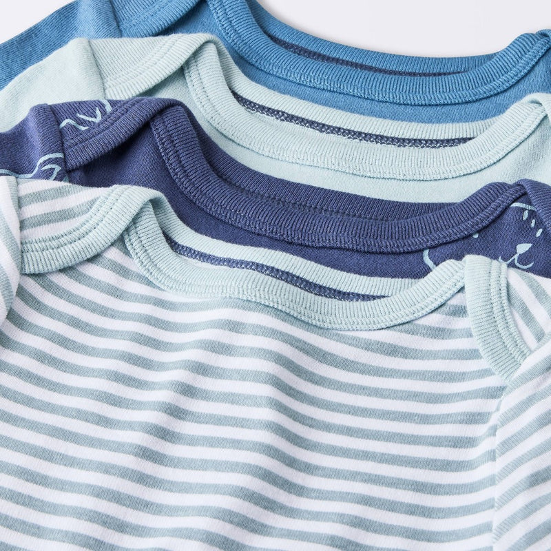 Baby Boys' 4pk Animals Short Sleeve Cotton Bodysuit - Cloud Island Blue 6-9M