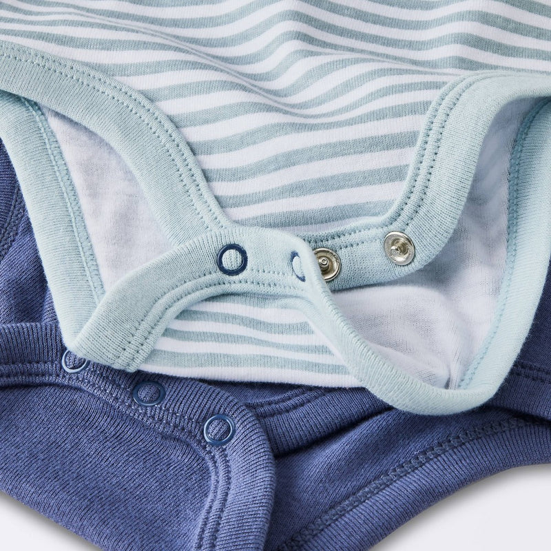 Baby Boys' 4pk Animals Short Sleeve Cotton Bodysuit - Cloud Island Blue 6-9M