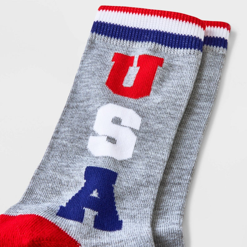 Women's 'USA' Crew Socks - Heather Gray 4-10