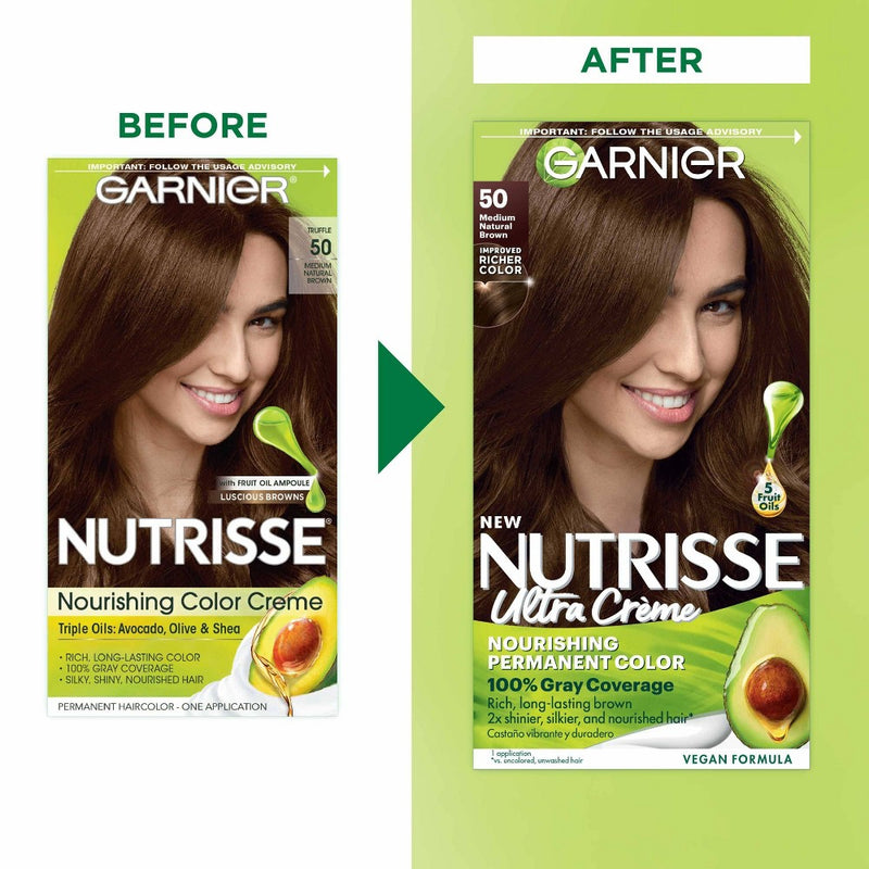 Garnier Nutrisse Nourishing Permanent Hair Color Creme - 50 Medium Natural Brown