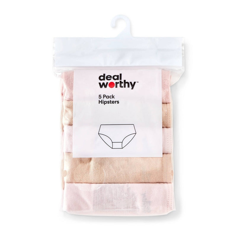 Girls' 5pk Hipster Briefs - Dealworthy Beige/Pink S