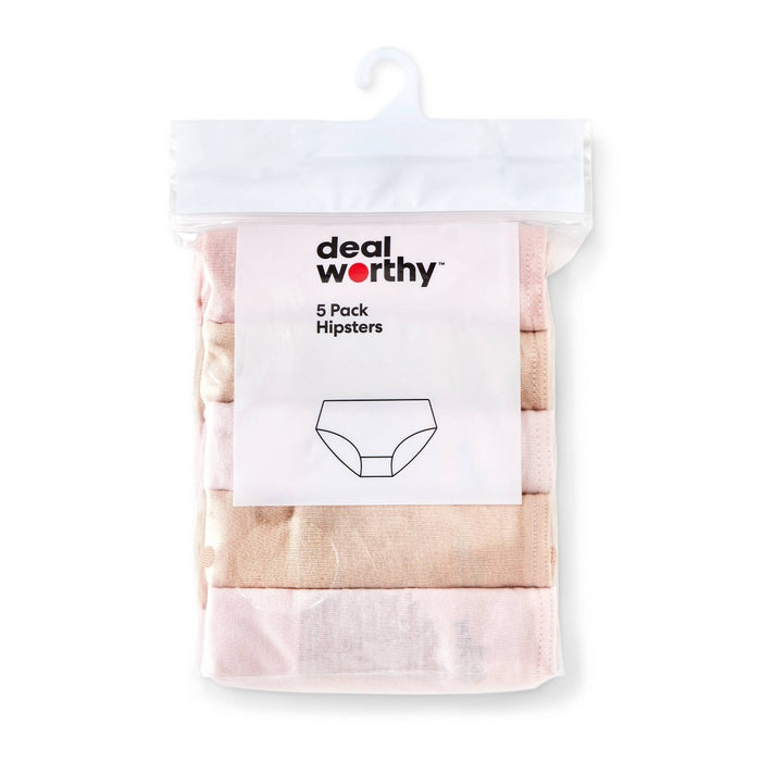 Girls' 5pk Hipster Briefs - Dealworthy Beige/Pink S