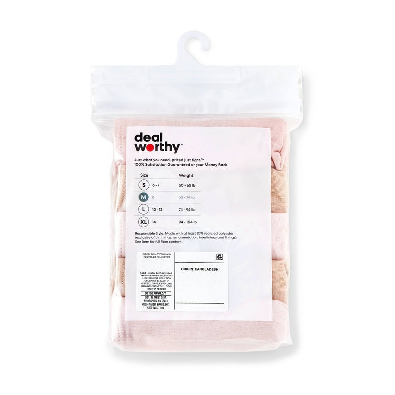 Girls' 5pk Hipster Briefs - Dealworthy Beige/Pink S