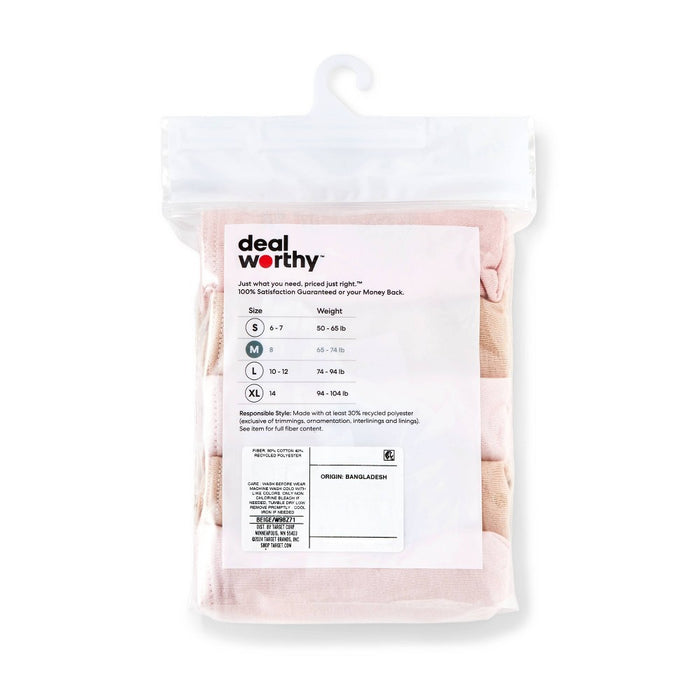 Girls' 5pk Hipster Briefs - Dealworthy Beige/Pink S