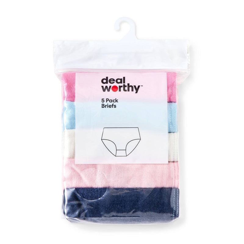 Girls' 5pk Underwear Briefs - Dealworthy Blue/Pink L