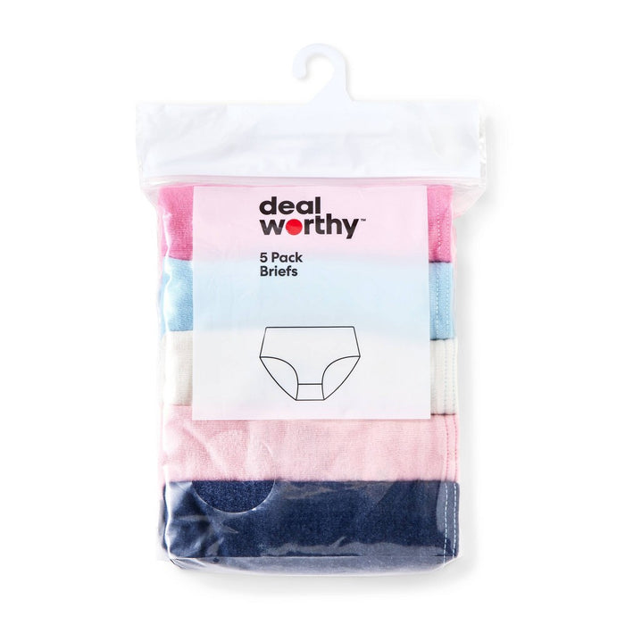 Girls' 5pk Underwear Briefs - Dealworthy Blue/Pink L