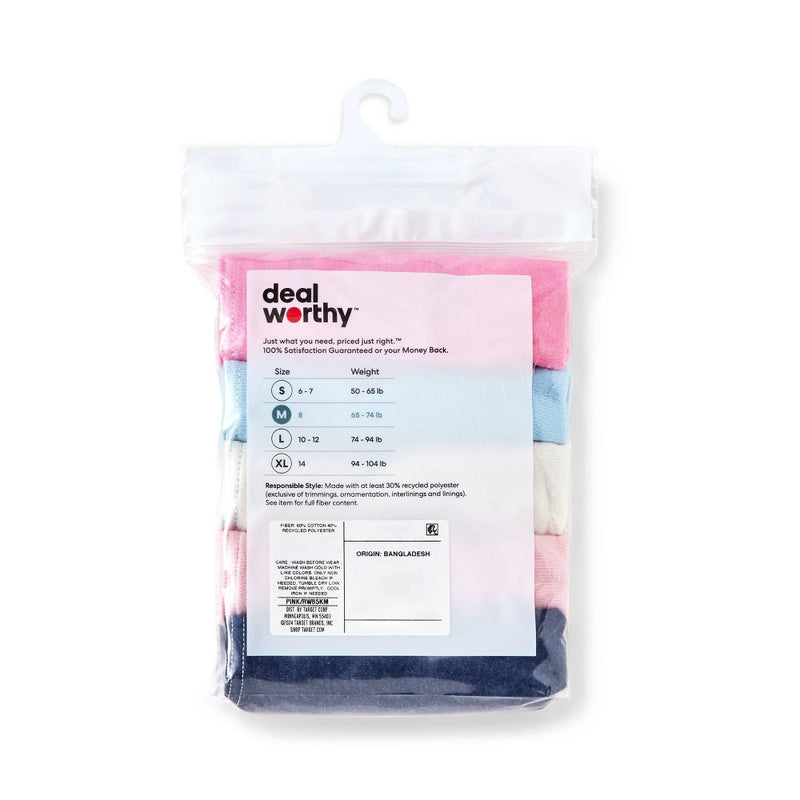 Girls' 5pk Underwear Briefs - Dealworthy Blue/Pink L